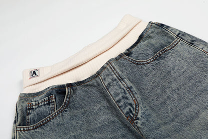Deconstruction Patchwork Wide Leg Denim Jeans WN25851