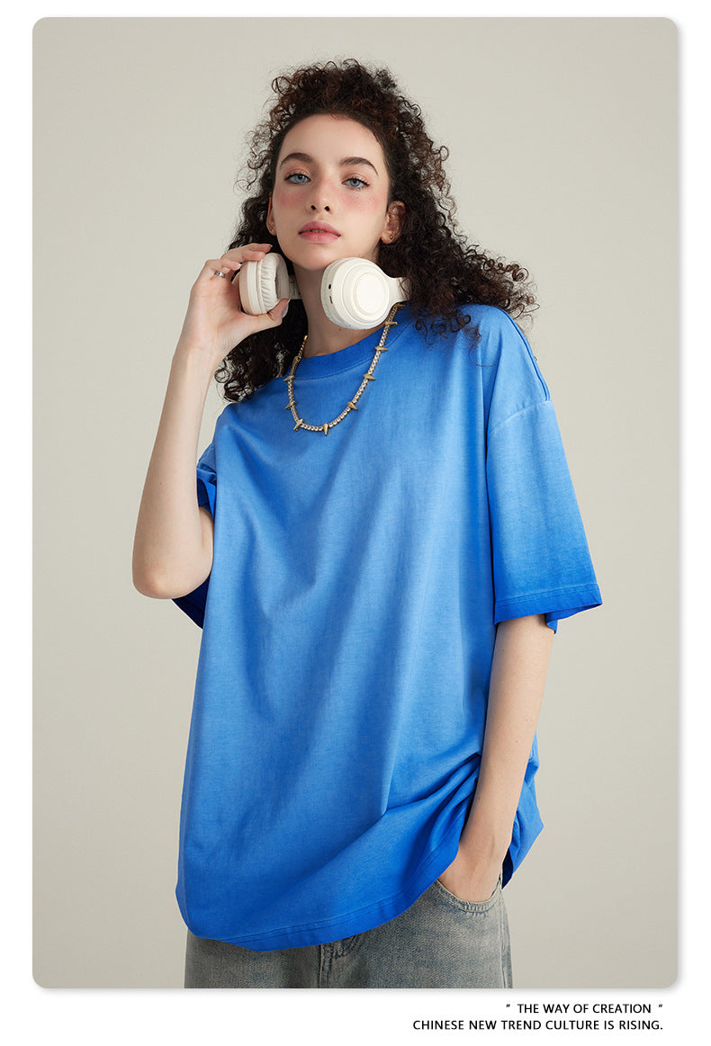 Washed Gradient Pure Cotton Sleeveless T-Shirt WN6075