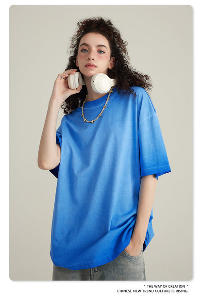 Washed Gradient Pure Cotton Sleeveless T-Shirt WN6075