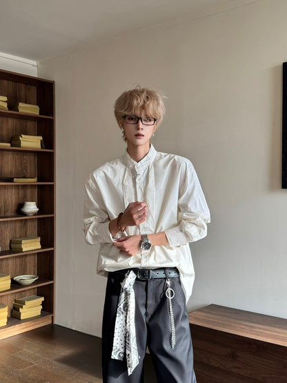 Elegant Scarf Detail Long Sleeve Shirt WN23162