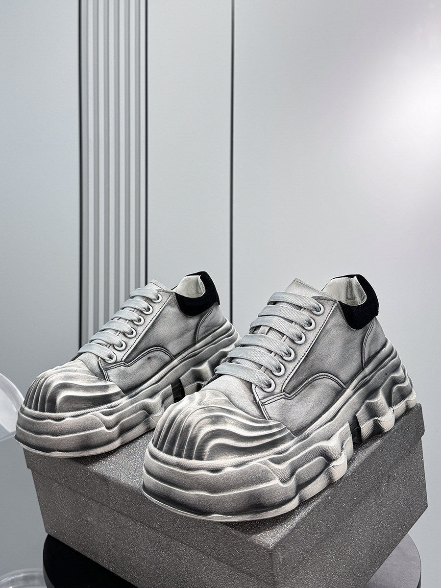 Washed Platform Chunky Sole Sneakers WN24604