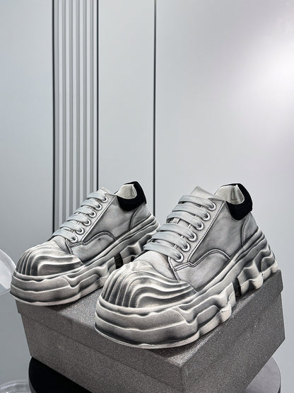 Washed Platform Chunky Sole Sneakers WN24604