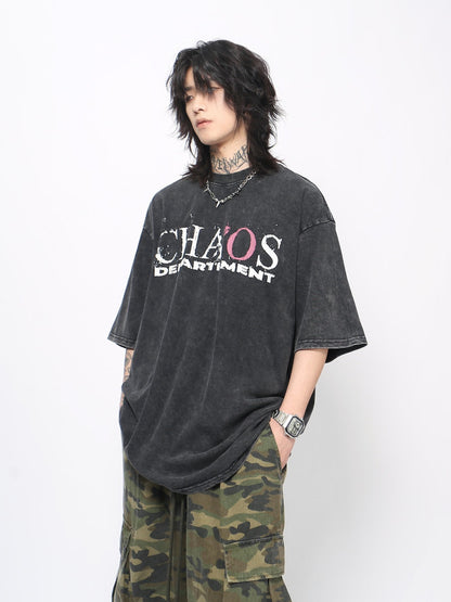 Vintage Washed Oversize Cross Graphic Short Sleeve T-Shirt WN24430