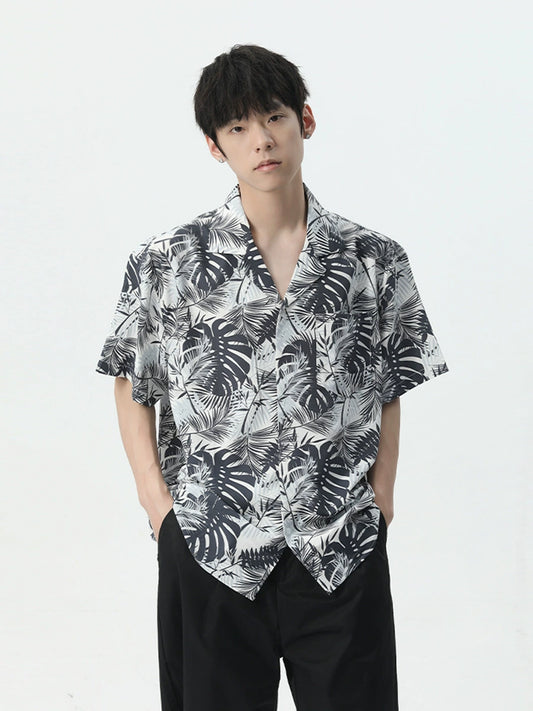 Graffiti Print Oversize Short Sleeve Shirt WN7449