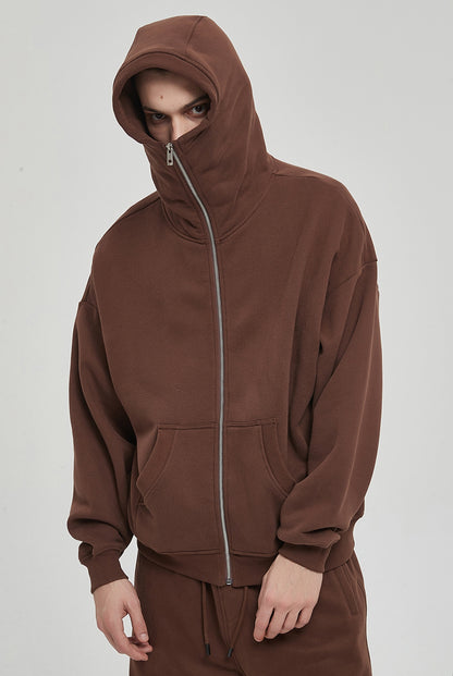 Oversize Heavyweight High-neck Zipper Hoodie WN6603