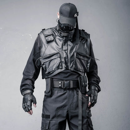 Stand Neck Large Pockets Tactical Coating Vest WN22360