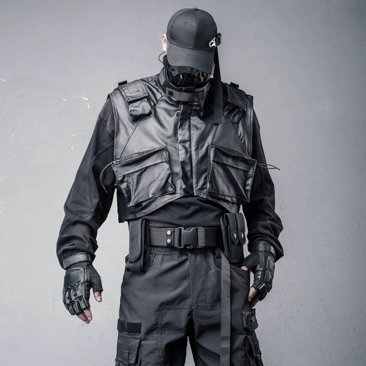 Stand Neck Large Pockets Tactical Coating Vest WN22360