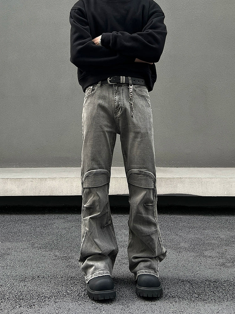 Deconstructed Patchwork Flare Denim Jeans WN19444