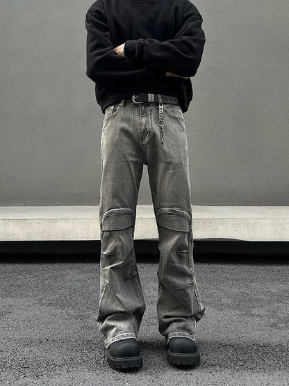 Deconstructed Patchwork Flare Denim Jeans WN19444