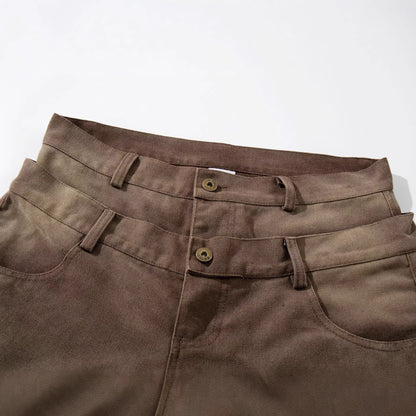 Washed Panel Wide Leg Cargo Pants WN23591