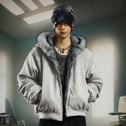 Reversible Fake Fur Zipper Jacket WN22754