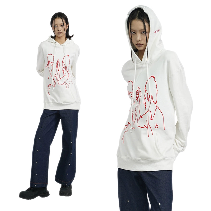 Illustration Print Hoodie WN18892