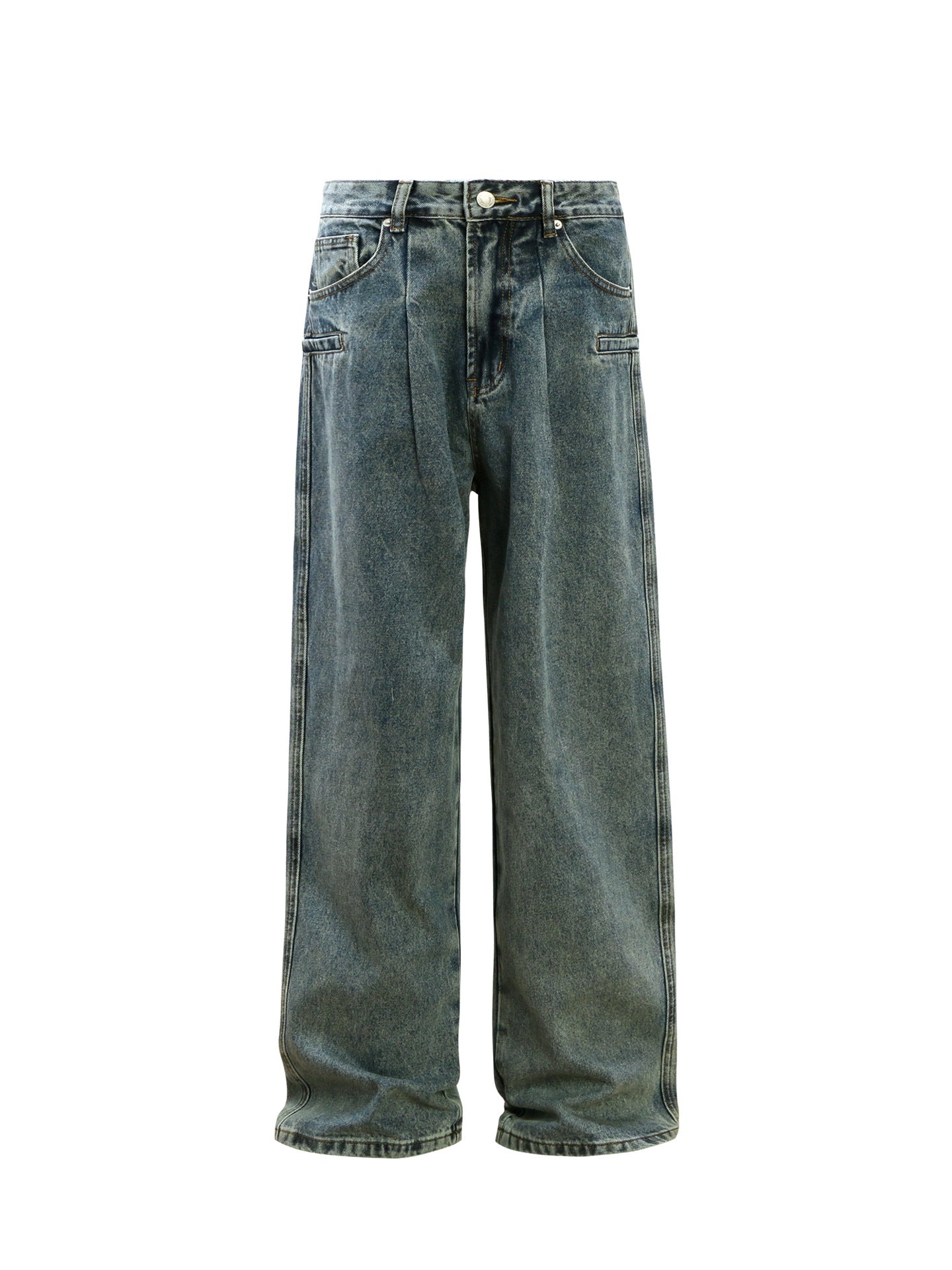 Washed Panel Wide Leg Denim Jeans WN26248