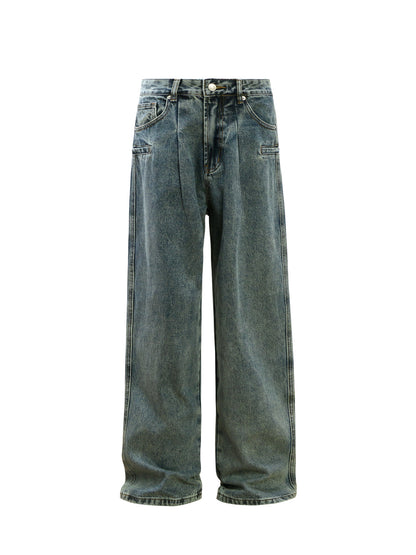 Washed Panel Wide Leg Denim Jeans WN26248