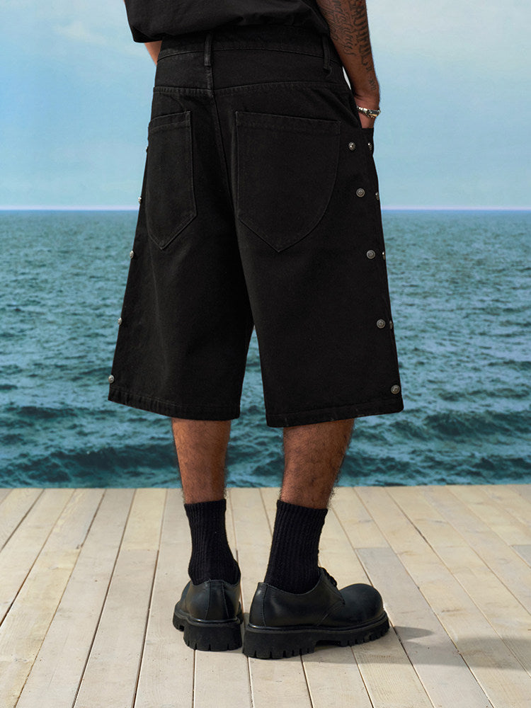 Snap-Button Side-Detail Half Pants WN23217