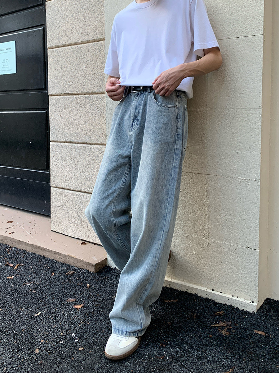 Light-Wash Wide Leg Denim Jeans WN24856