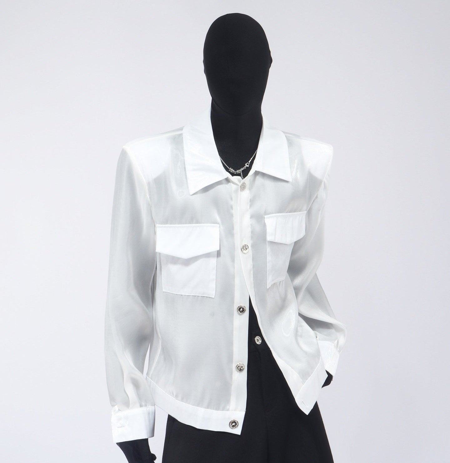 Rhinestone Butterfly PU Leather Shirt Jacket WN23680
