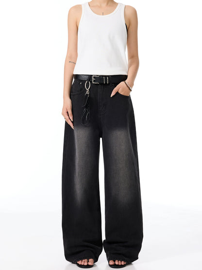 Washed Wide Leg Denim Jeans WN21433