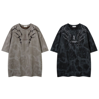 Washed Thorn Print Short Sleeve T-Shirt WN25543