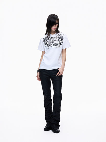 Letter Art Graphic Print Short Sleeve T-Shirt WN27259