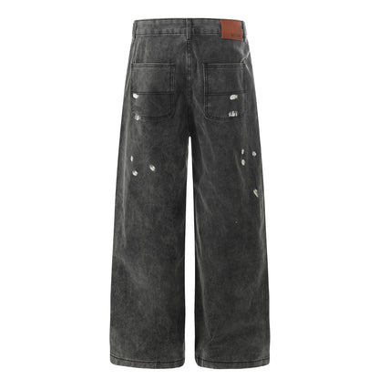Washed Paint Straight Denim Jeans WN26056