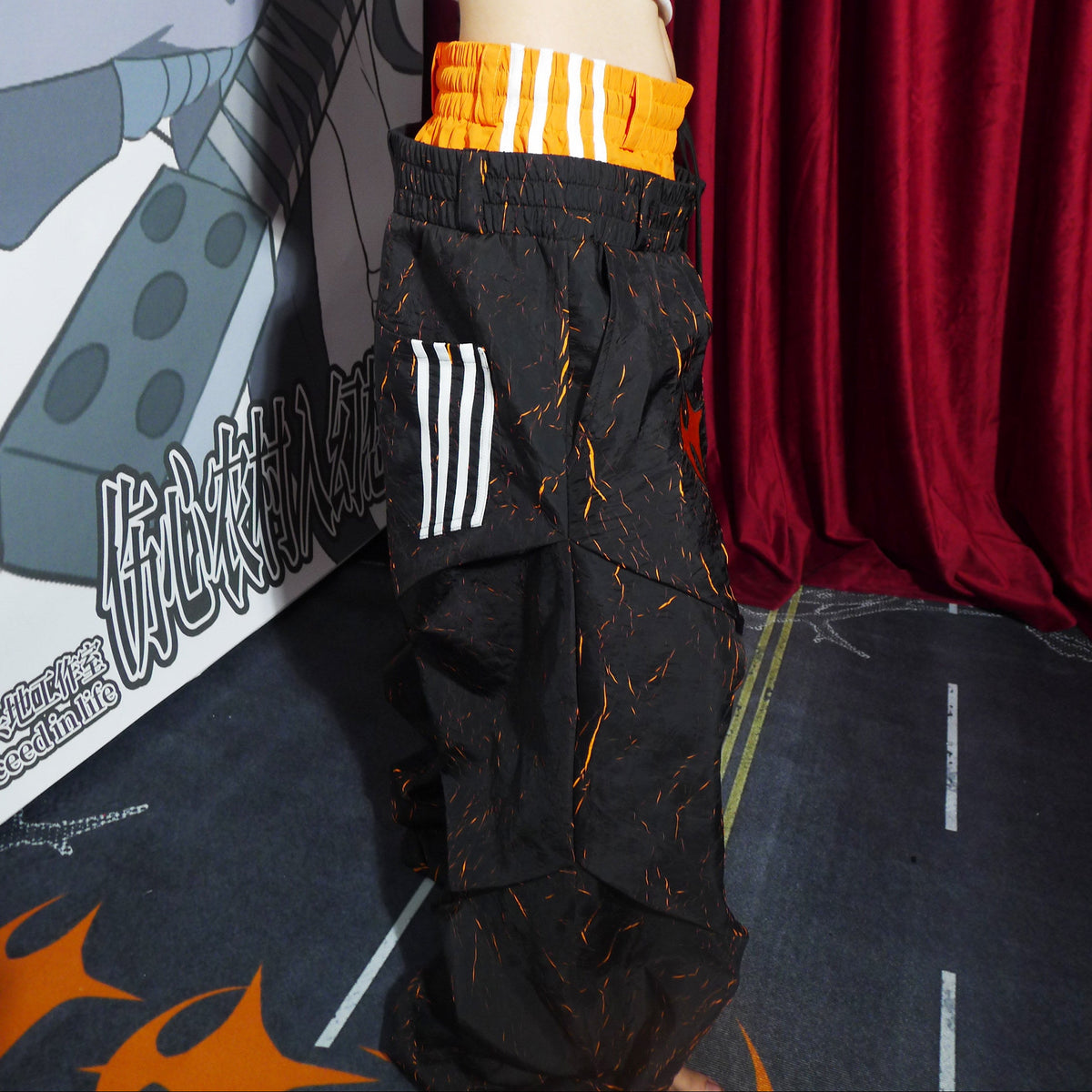 Crackle Print Graphic Wide Leg Pants WN27386