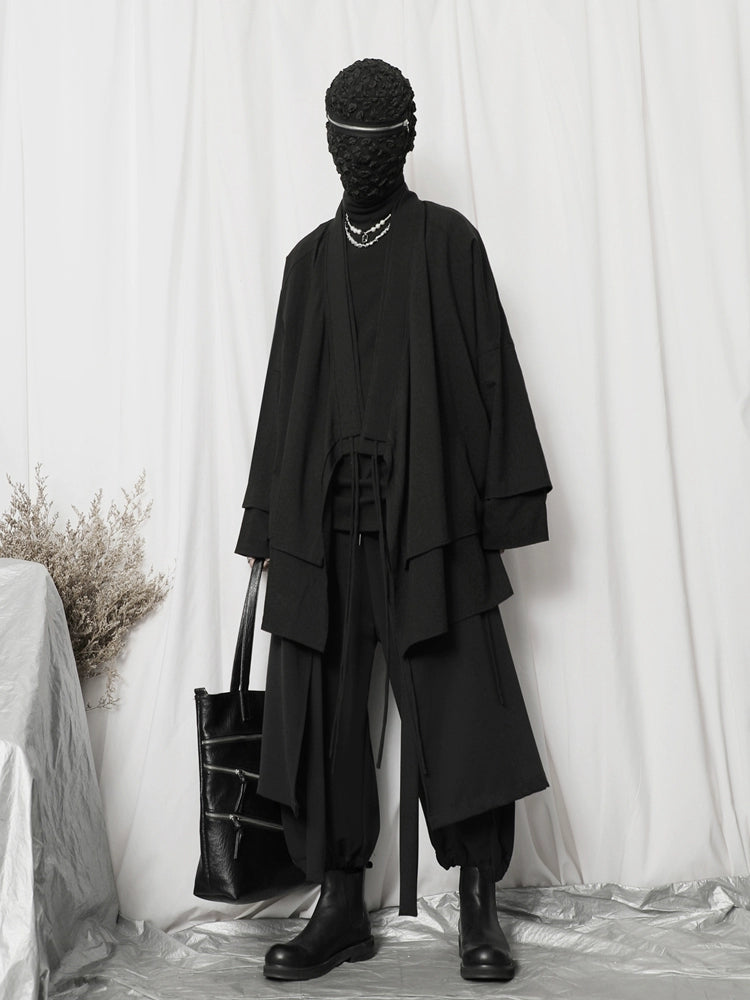 Double-Layer Collar Open Front Coat WN20186