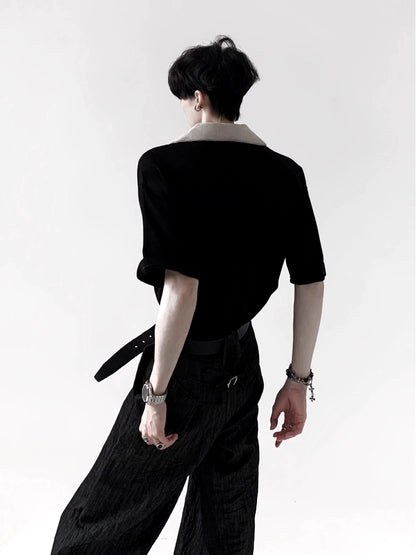 V-Neck Collar Short Sleeve Polo Shirt WN20345