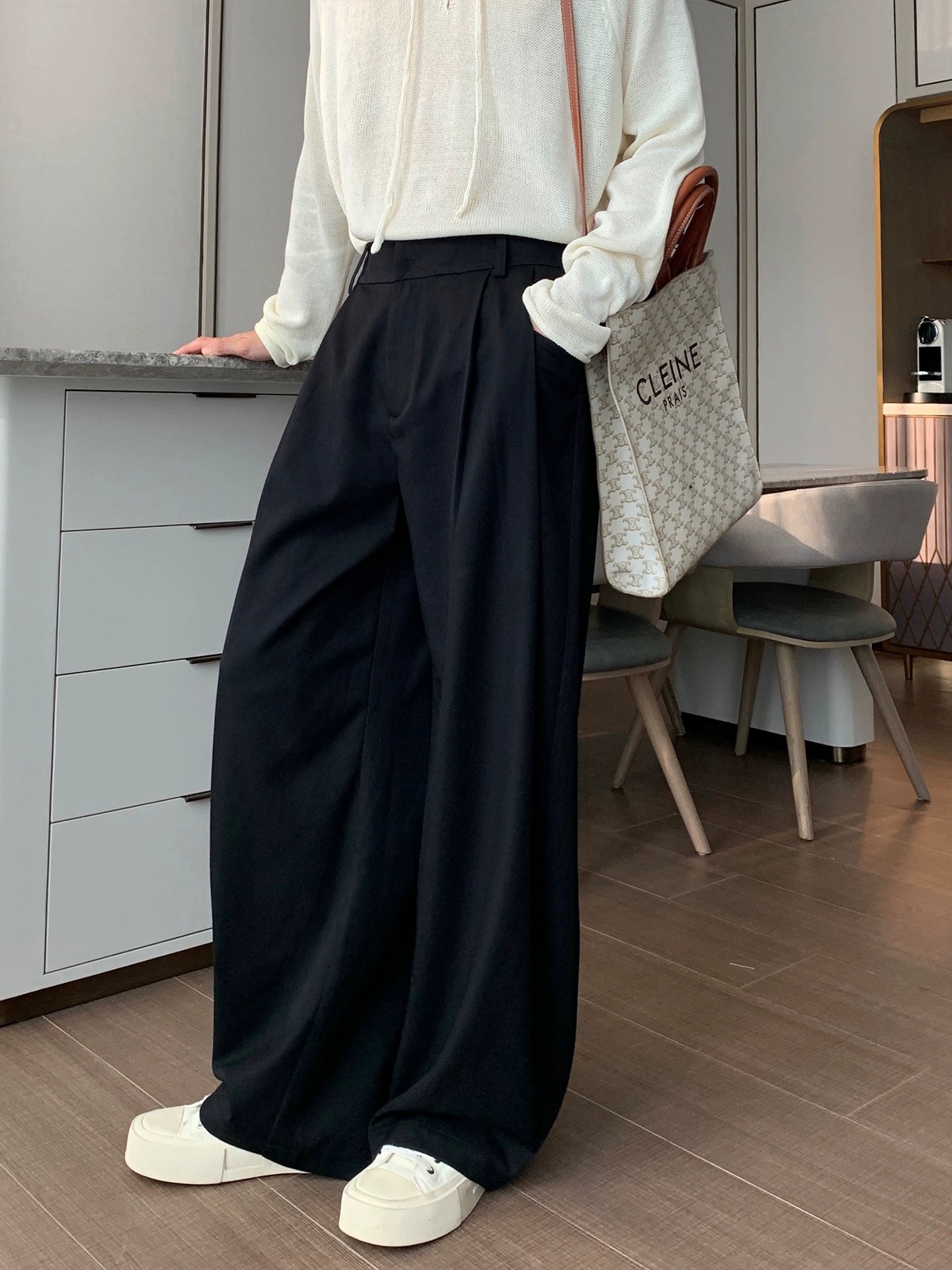 Drape Straight Wide Leg Trousers WN20473