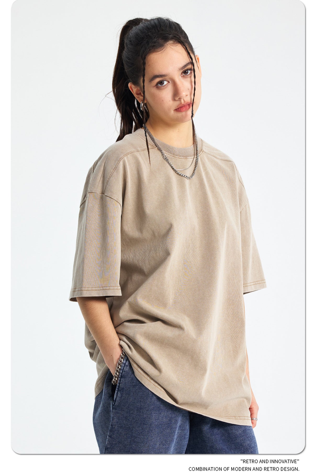 Washed Plain Oversize Short Sleeve T-Shirt WN16261