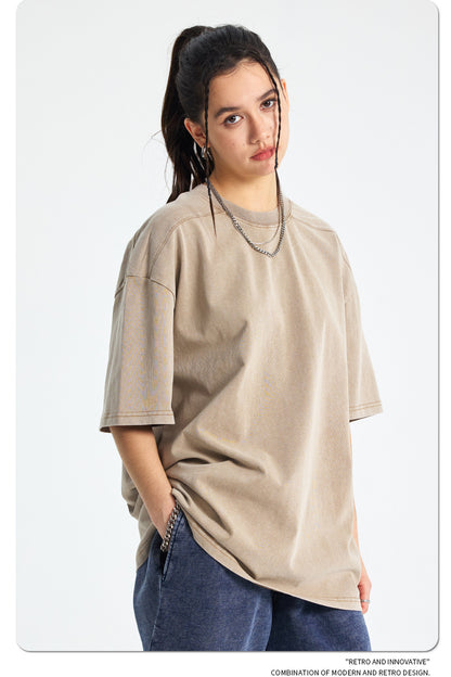 Washed Plain Oversize Short Sleeve T-Shirt WN16261