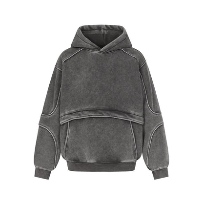 Washed Deconstructed Splicing Oversize Hoodie WN24472