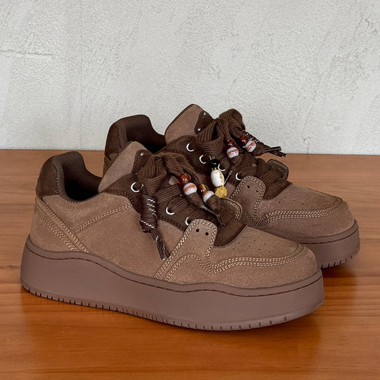 Beaded Lace Platform Sneakers WN24514