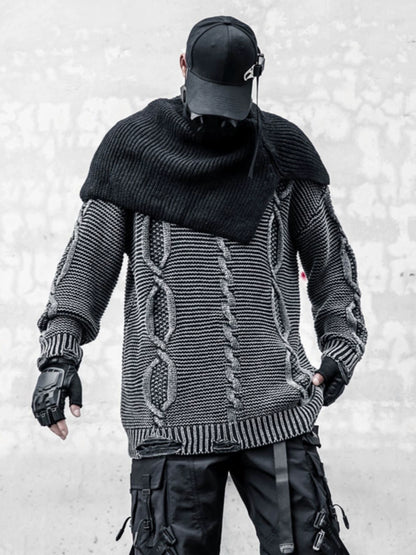 Damage Cable Oversize Knit Sweater WN22430