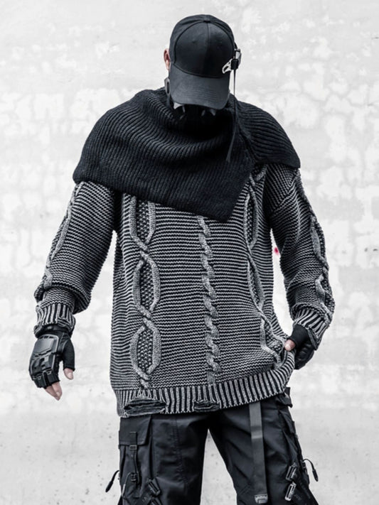 Damage Cable Oversize Knit Sweater WN22430