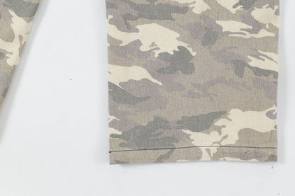 Camouflage Washed Straight Cargo Denim Jeans WN12745