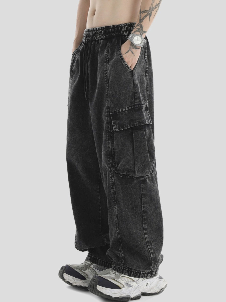 Wide Leg Cargo Denim Pants WN7158