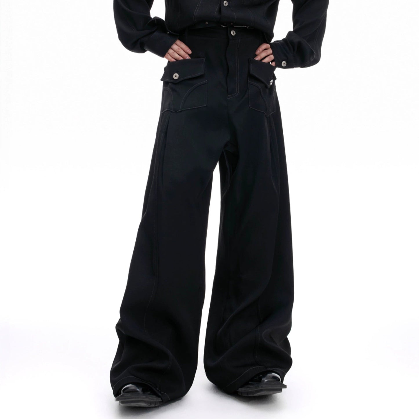 Pearl Detail Collarless Short Denim Jacket & Cargo Denim Jeans Setup WN20513