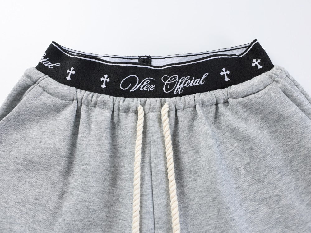 All-Over Graffiti Crackle Puff Print Wide Leg Sweatpants WN27852