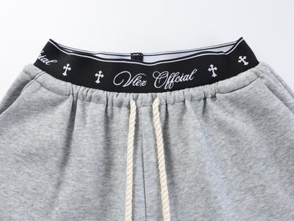 All-Over Graffiti Crackle Puff Print Wide Leg Sweatpants WN27852