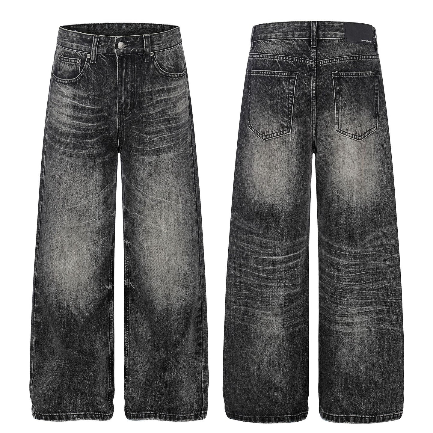 Washed Whisker Wide Leg Denim Jeans WN26106