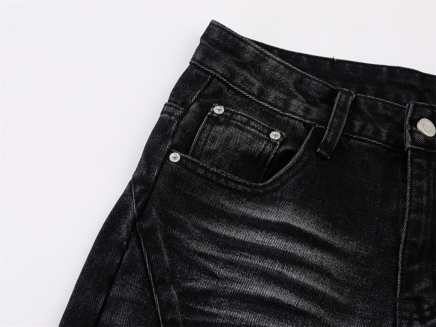 Whisker Paint Straight Denim Jeans WN26759