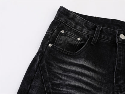 Whisker Paint Straight Denim Jeans WN26759