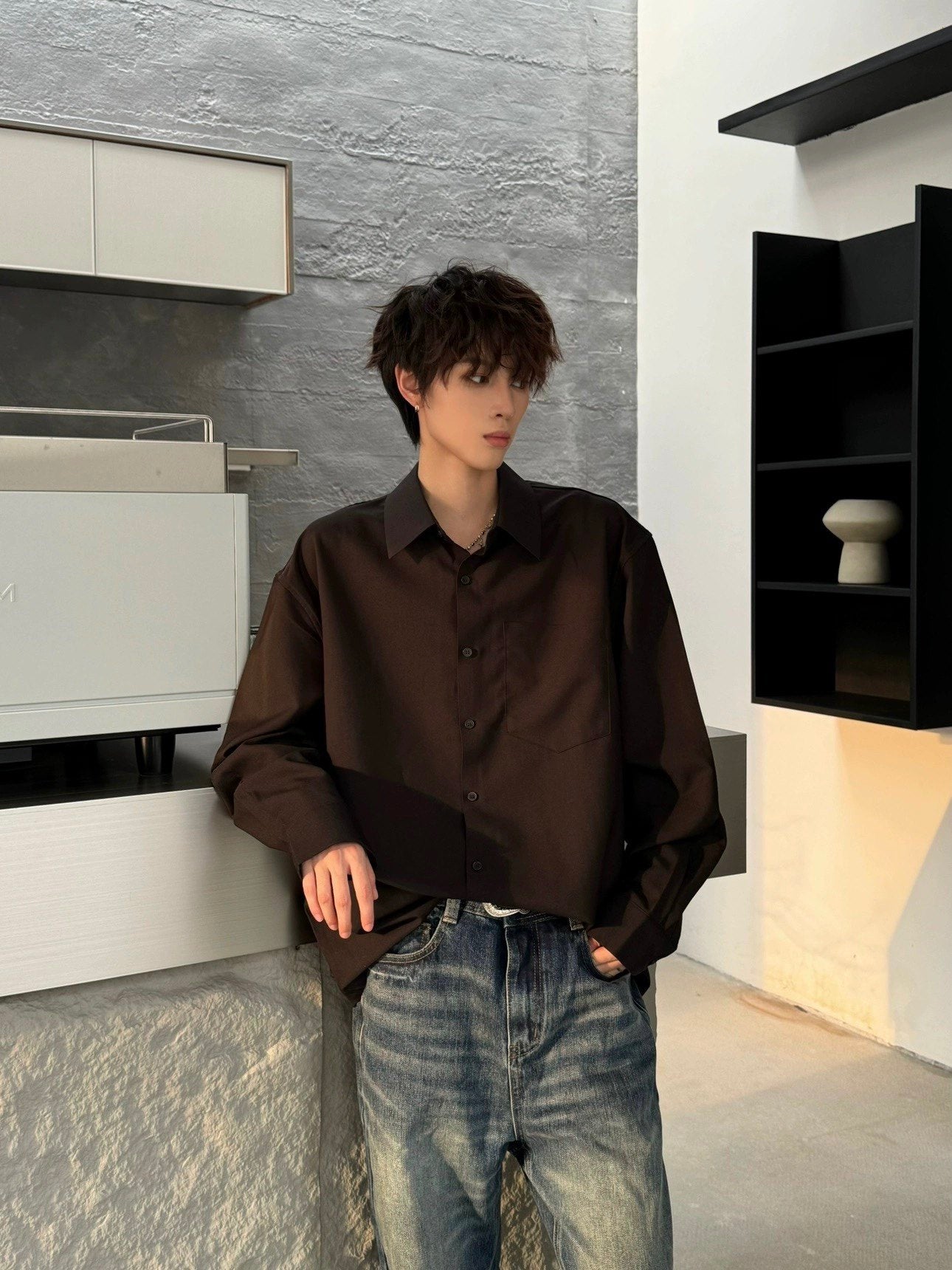 Drapey Drop Shoulder Wrinkle-Free Long Sleeve Shirt WN23150