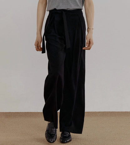 Belted Plain Wide Leg Pants WN21630