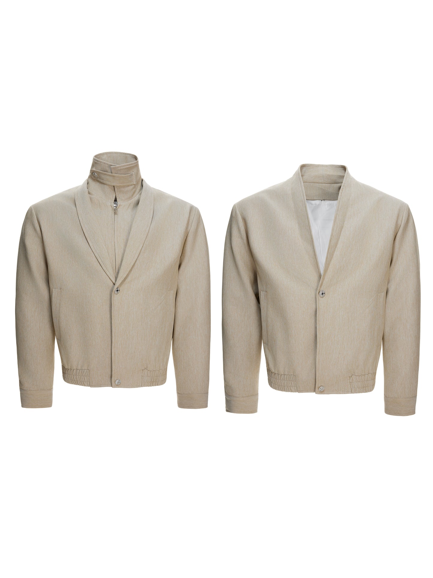 Fake Layered Deconstruction Detachable Standing-Collar Jacket WN23548