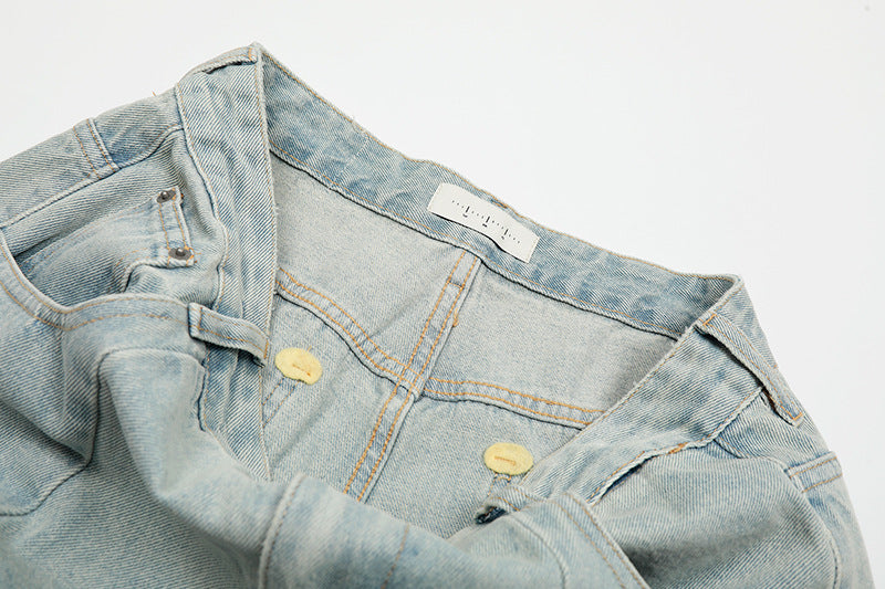 Curved Wide Leg High-Rise Denim Jeans WN18532