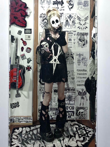 Dark Rock Design Oversize Sleeveless T-Shirt WN15611