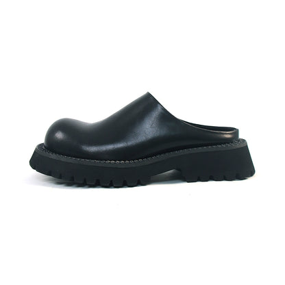 Chunky Sole Leather Mule Derby Shoes WN20776