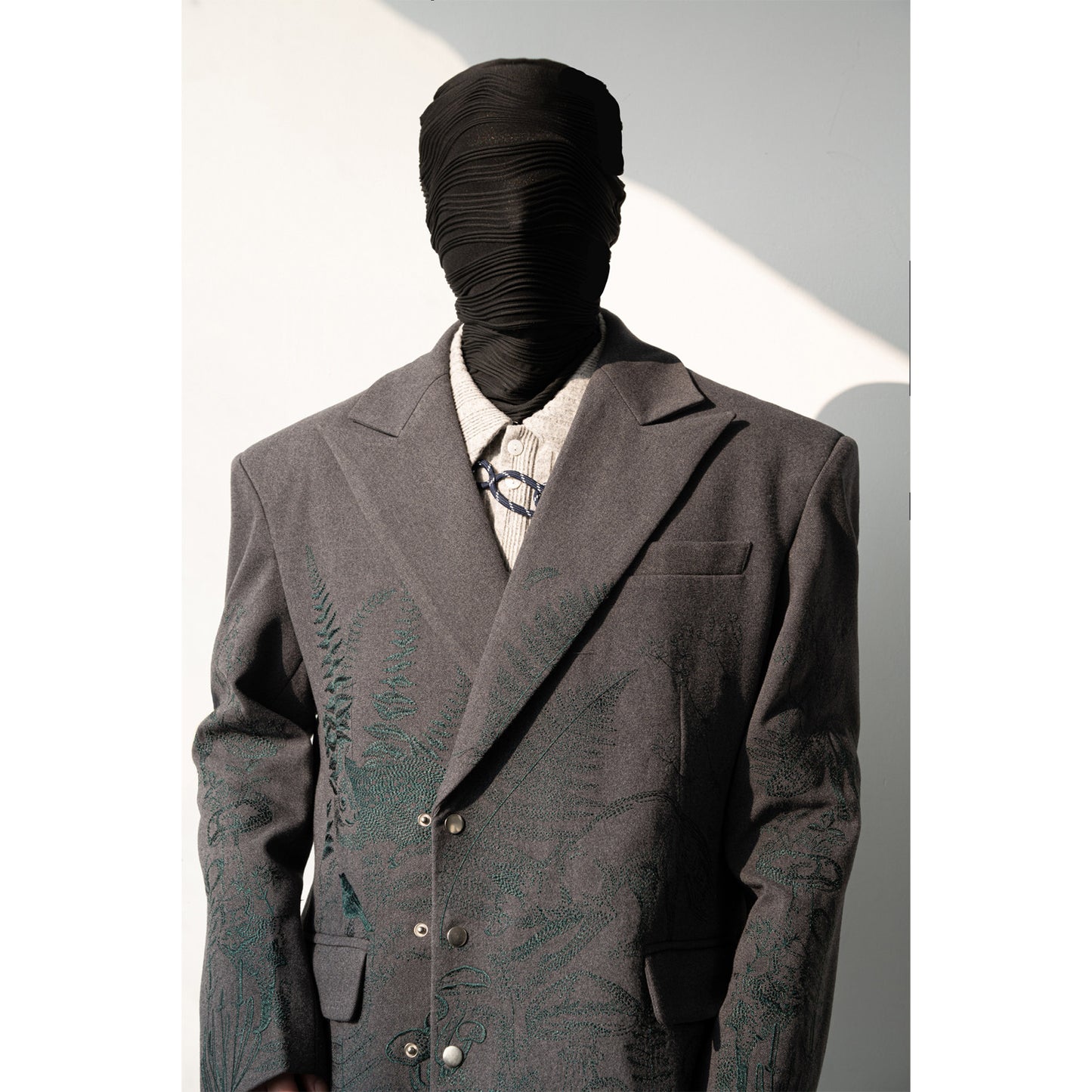 Heavy Embroidery Shoulder-Pad Oversize Tailored Jacket & Wide Leg Trousers Setup WN23648